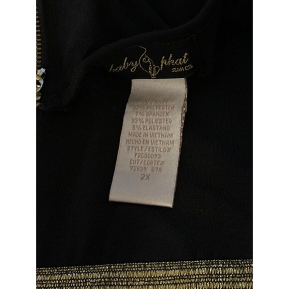 Baby Phat Dress Black Y2K Short Sleeve Top Gold Waist Medallion Pattern Large - Picture 5 of 6